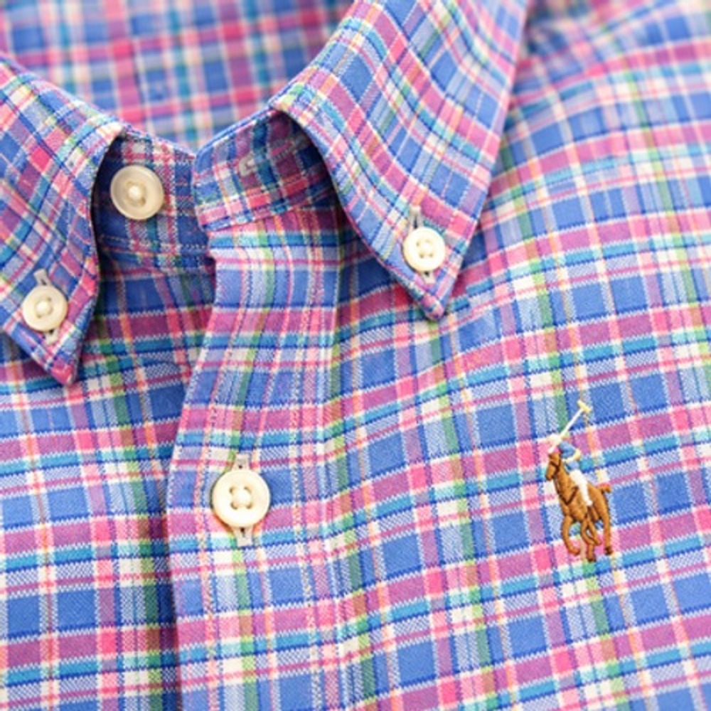Ralph Lauren Men's Large Multicolor Plaid Cotton Button Down Shirt Pony Logo